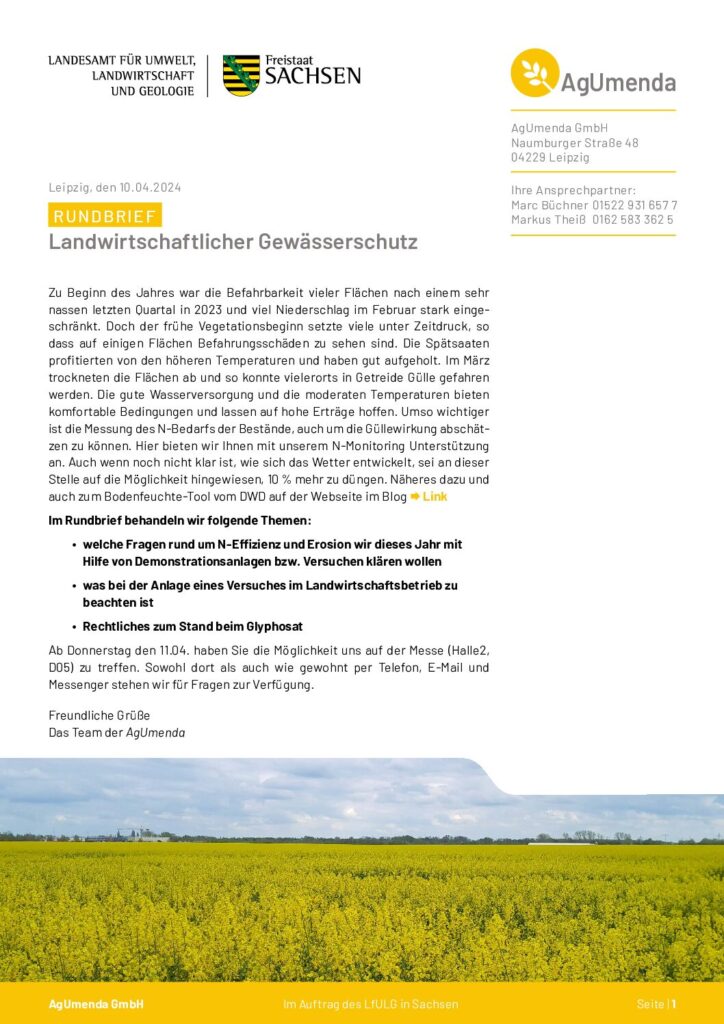 Vorschau für Rundbrief April 2024