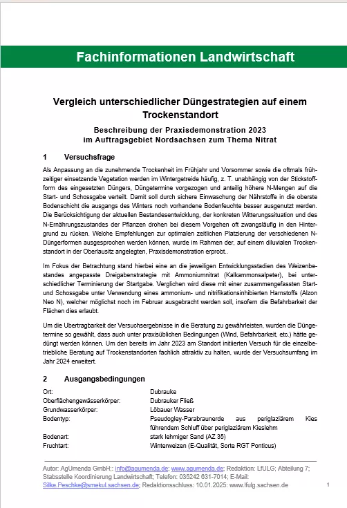 Titelbild für Vergleich unterschiedlicher Düngestrategien auf einem Trockenstandort