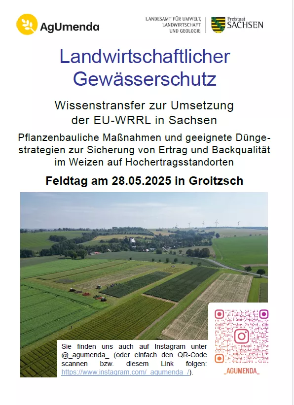 Titelbild für Landwirtschaftlicher Gewässerschutz Wissenstransfer zur Umsetzung der EU-WRRL in Sachsen