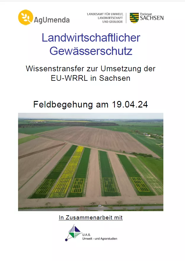 Titelbild für Landwirtschaftlicher Gewässerschutz Wissenstransfer zur Umsetzung der EUWRRL in Sachsen