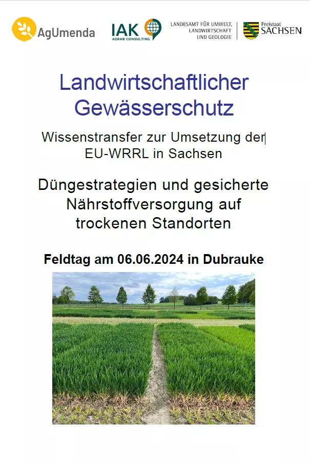 Titelbild für Landwirtschaftlicher Gewässerschutz Wissenstransfer zur Umsetzung der EU-WRRL in Sachsen