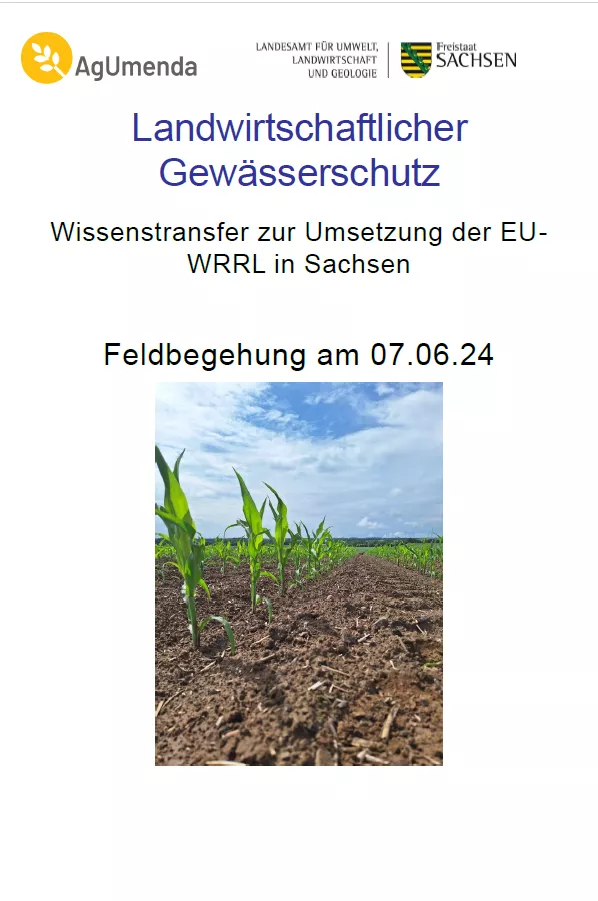 Titelbild für Landwirtschaftlicher Gewässerschutz Wissenstransfer zur Umsetzung der EU-WRRL in Sachsen