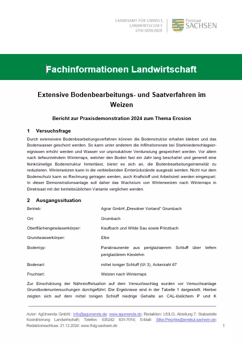 Titelbild für Extensive Bodenbearbeitungs- und Saatverfahren im Weizen